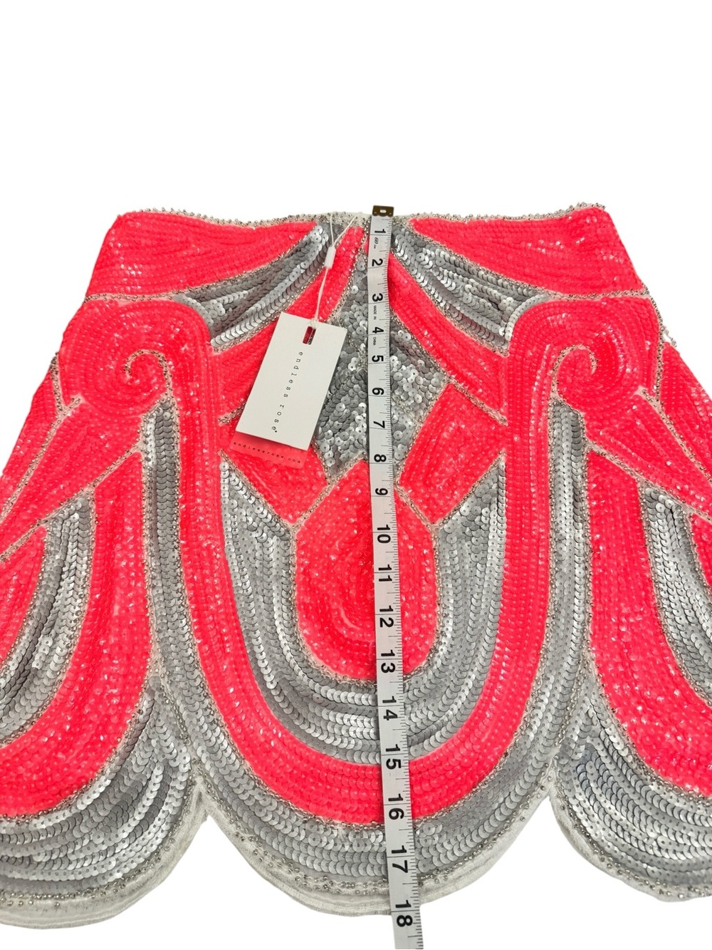 Endless Rose Pink and Silver Sequined Mini Skirt - Picture 5 of 8